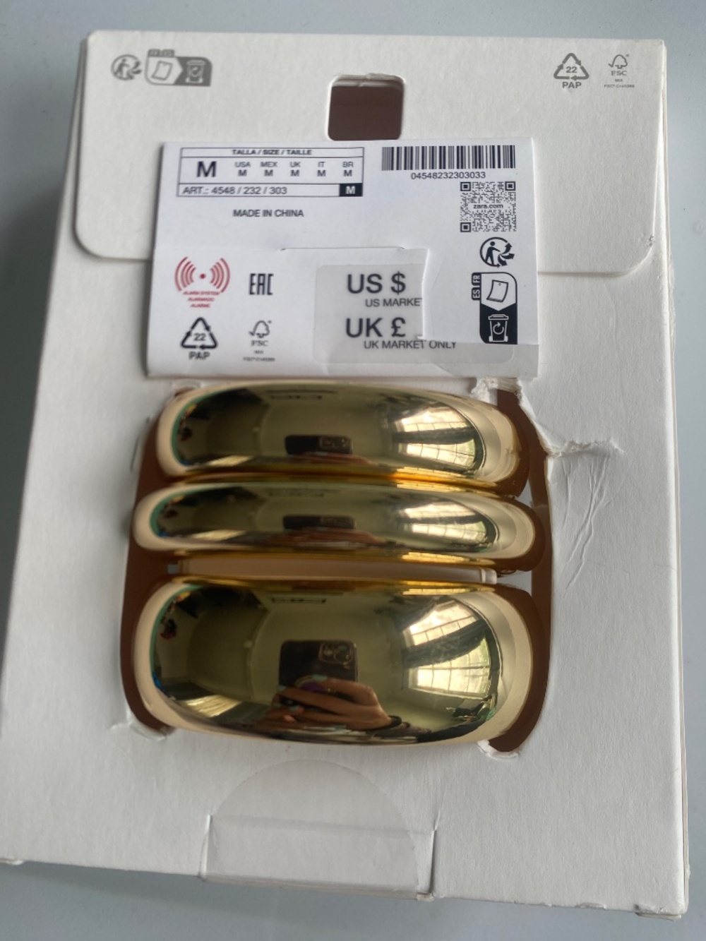 NWT Zara 3 Pack Chunky Gold-Tone Bangle Bracelets - Picture 5 of 6